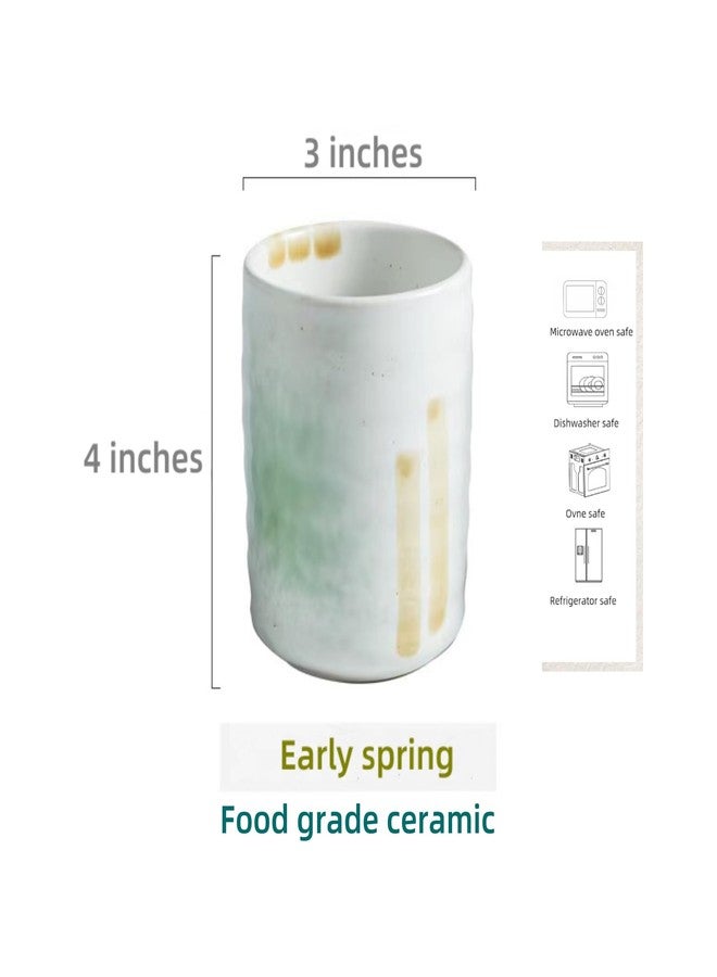 TOPYOKK Stoneware Coffee Bar Utensil Holder Tea & Coffee Spoon & Stirrer Holder for Stir Stick Straw Teaspoon Holder Spoon Cup Small Utensil Jar (Spring Sprout) - Image 4